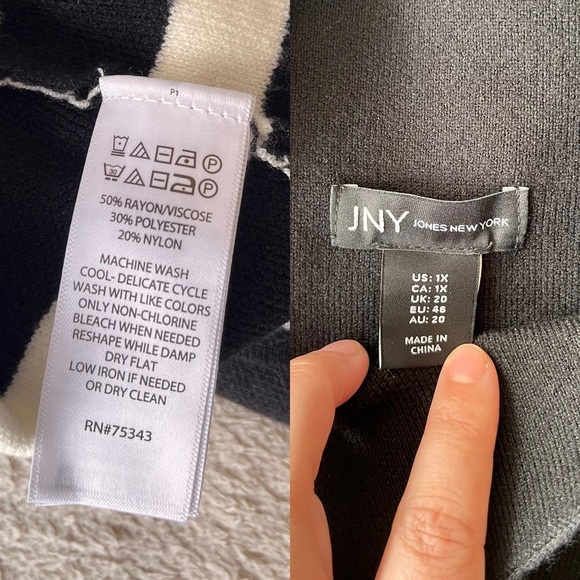 Jones New York Striped Mock Neck Sweater 1X - Picture 5 of 10